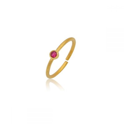 Γυναικείο Δαχτυλίδι Eleni Tsaprali Shiny Dot Επιχρυσωμένο 925 Ασήμι Cherry Ζιργκον 0162-4